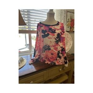 Juicy Couture Water Color Poncho oversized Beachy coastal cold shoulder top